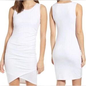 NWT Leith Nordstrom Ruched BodyCon Dress in WHITE SZ LARGE